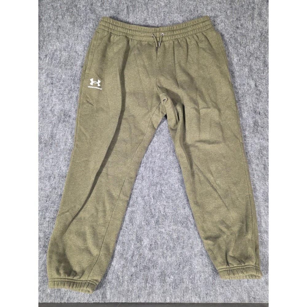 Under Armour Sweatpants Mens 2XL Olive Green Fleece Rival Joggers Drawstring Gym
